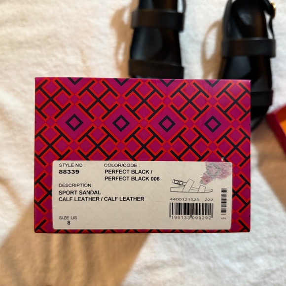 TORY BURCH Calf Leather Sport Sandals, Color Black,  Size 8 (Style No 88339) - Picture 15 of 16